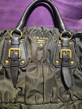 Pre loved Prada dark green nylon crossbody bag